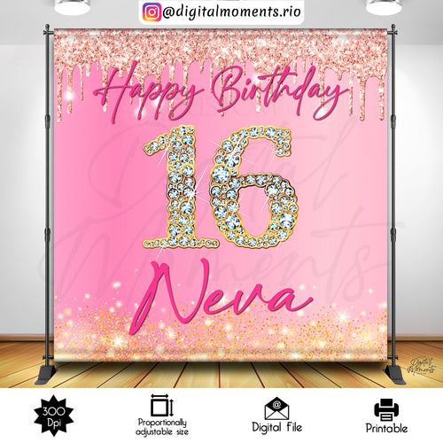 50 Shades 8x8 Neva, events, pink, custom, birthday, 8x8, backdrop, design, shades