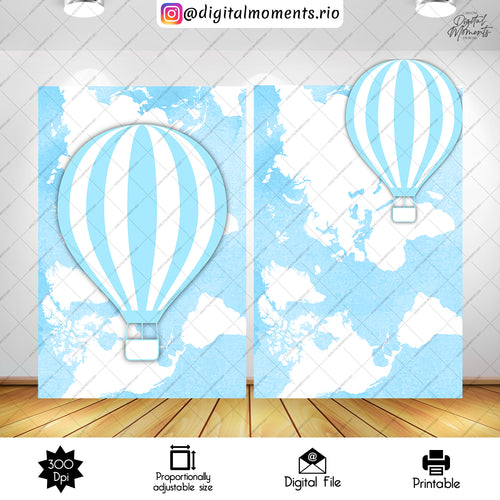 Adventure Awaits Balloon 4x6 Tiara, hot, events, balloon, custom, shower, baby, panel, wall, air, design