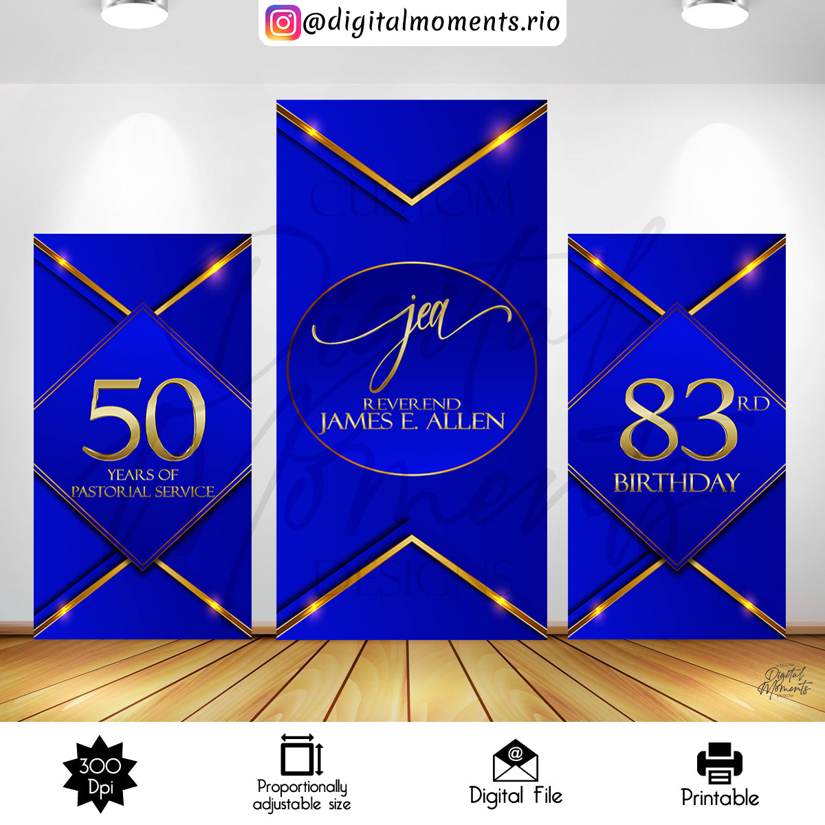 Blue and Gold Birthday Panels Wall Custom Design, Custom Digital File | Digital Download for Events for Events. and, arts, backdrop, backdro…