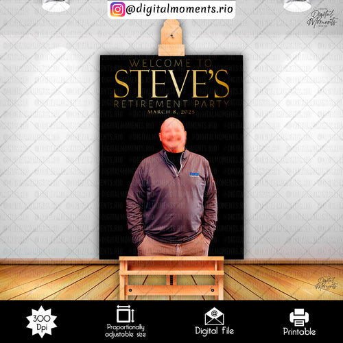 Artdeco Steve Retirement Sign 24x36, events, welcome, retirement, custom, 24x36, sign, design