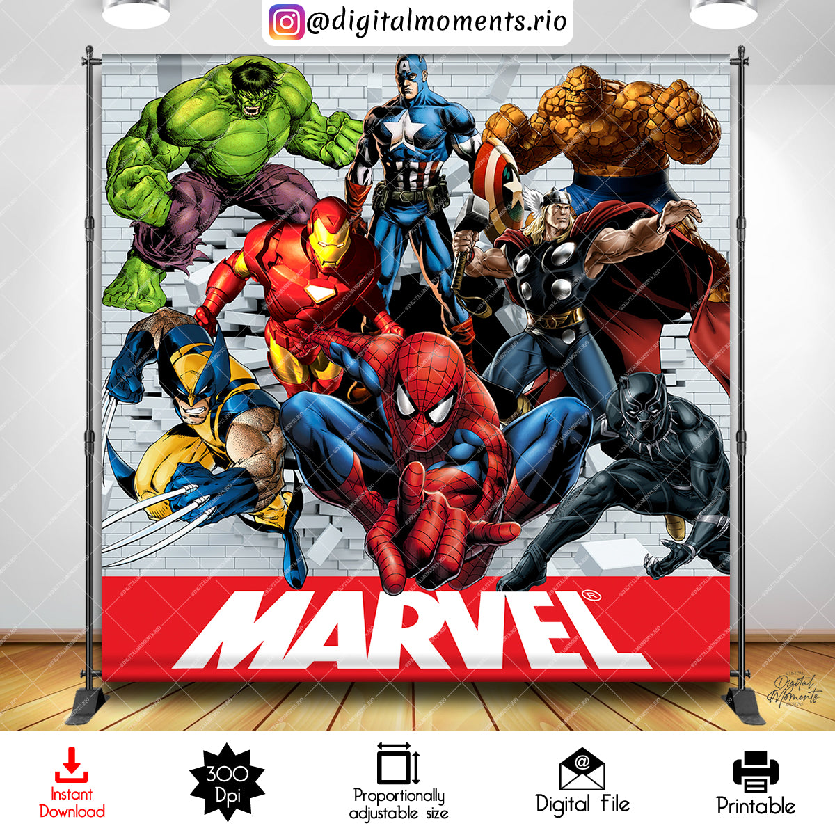 Marvel 8x8 Digital Backdrop Design, Instant Download | Digital Download for Events - Instant Digital Download. 8x8, arts, backdrop, backdrop…