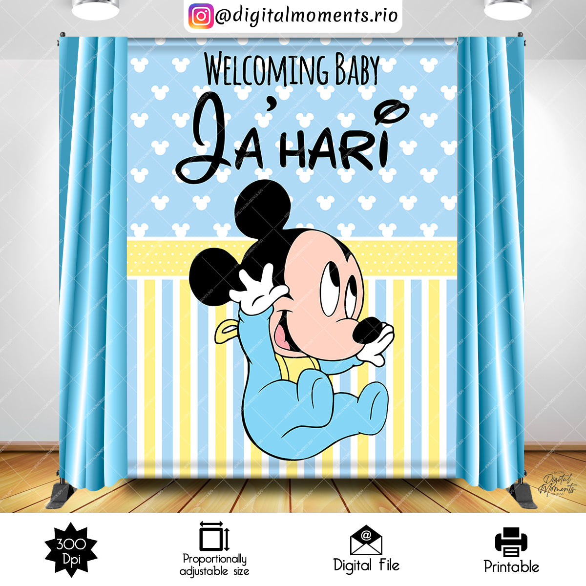 Baby Mickey 6x8 2, events, mickey, custom, baby, backdrop, 6x8