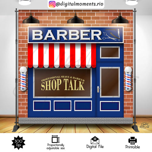 Barbershop 10x10, events, custom, shop, birthday, 8x8, barber, backdrop, design