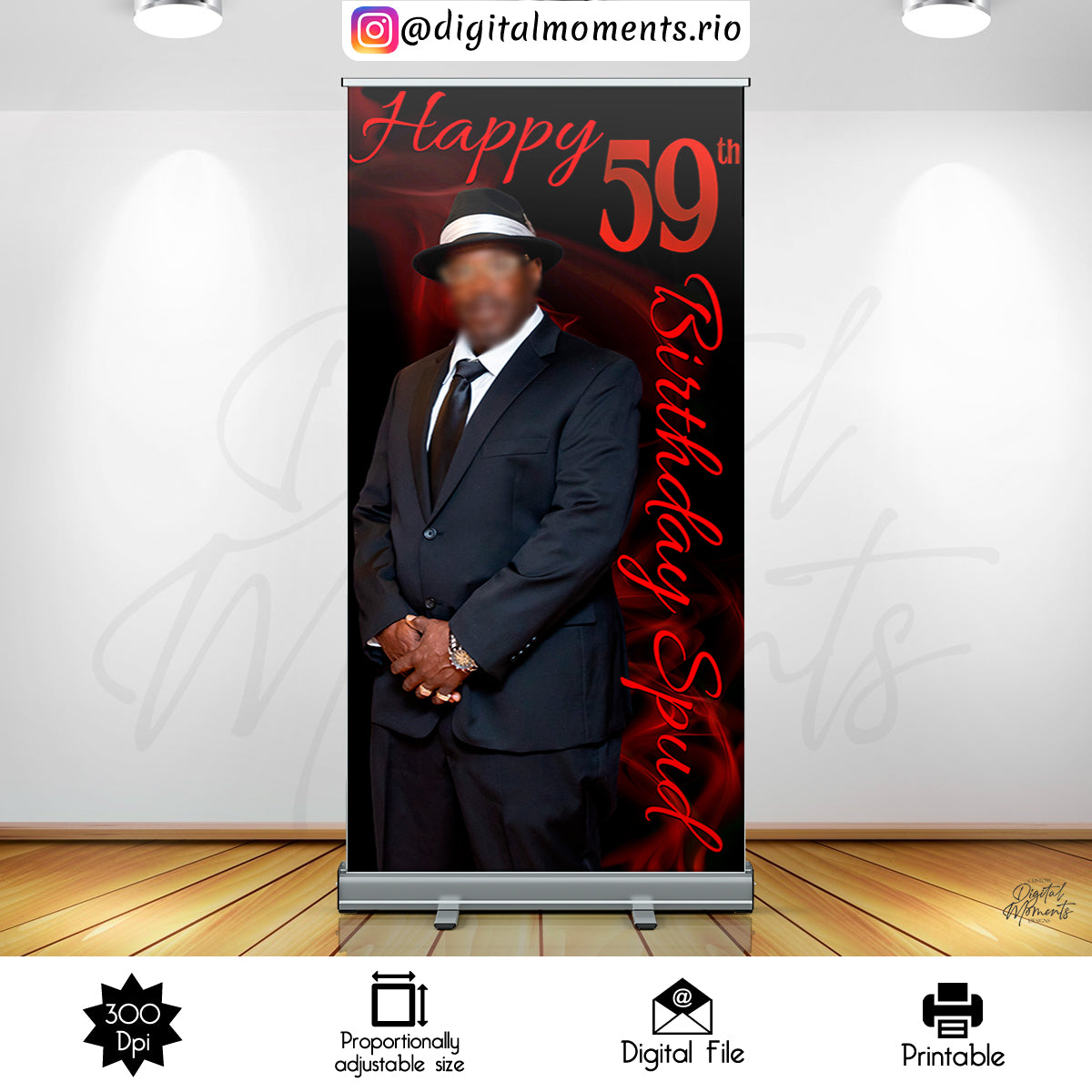 Black Red Spud 4x8, events, custom, 50th, panel, birthday, 4x8, design