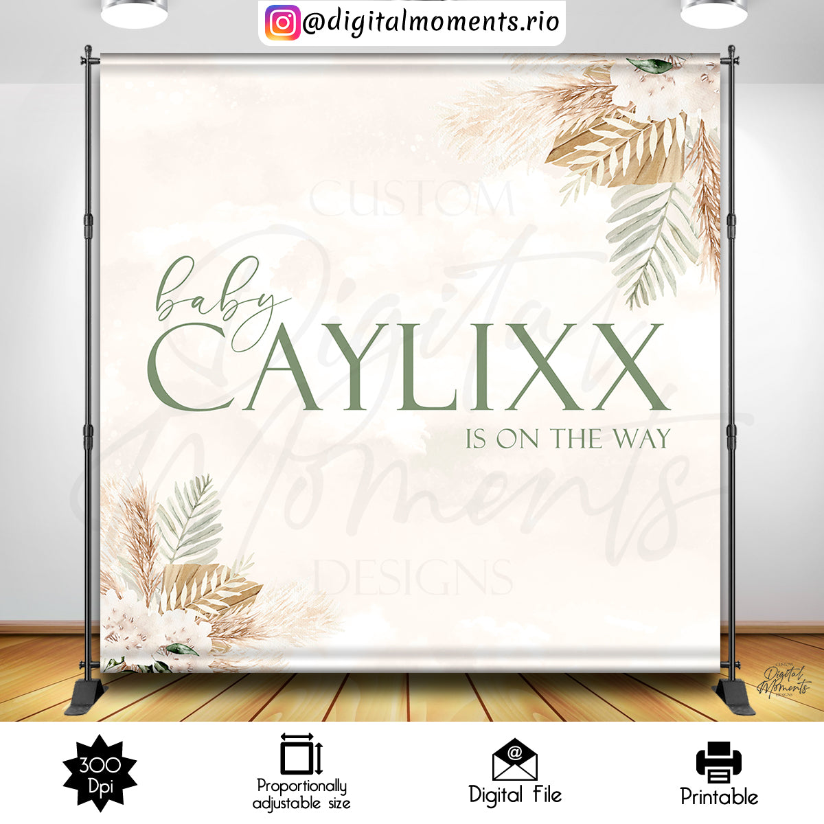 Boho Emerald 8x8_2b892154 A047 424c A2b1 Fa320d7aff1f, boho, events, custom, shower, baby, 8x8, backdrop