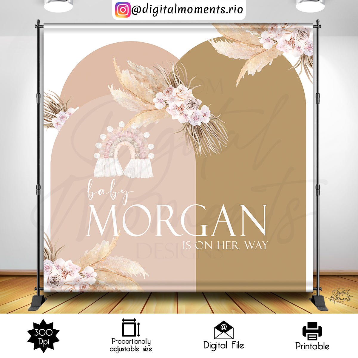 Boho Tan Morgan 8x8, boho, events, custom, shower, baby, 8x8, backdrop