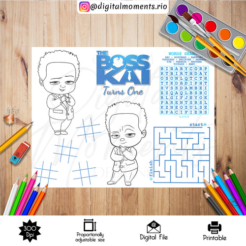 Boss Baby Kai Activity Sheet, events, boss, custom, sheet, baby, activity, design