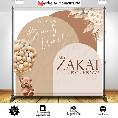Boho Bear Zakai 8x8, boho, events, custom, shower, baby, 8x8, backdrop, design