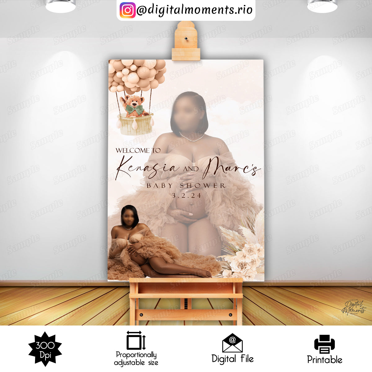 Teddy Bear 24x36 Welcome Sign Custom Design, Digital file only | Digital Download for Events