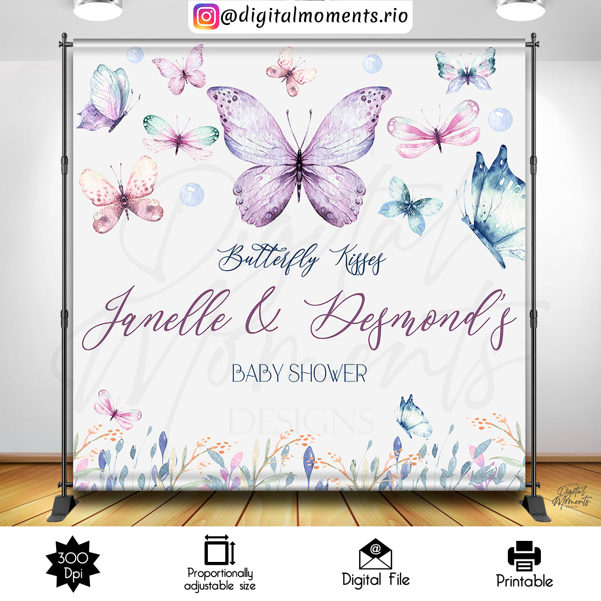 Butterfly Kisses 8x8, events, custom, butterflies, 8x8, backdrop