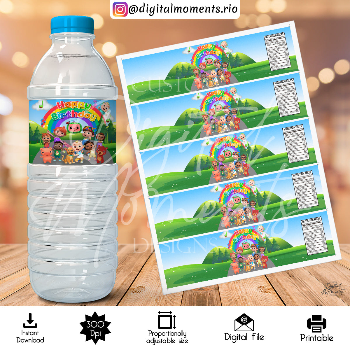 Cocomelon 8,35x2,08 Digital Water Label Design, Instant Download | Digital Download for Events - Instant Digital Download. 08, 35x2, 8, arts…