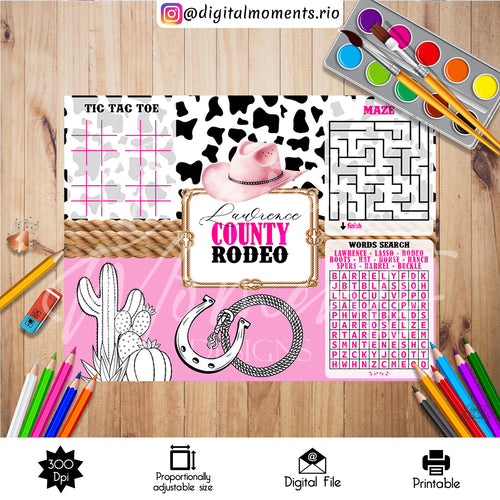 Cowgirl Lawrence Activity Sheet, events, custom, sheet, rodeo, activity, design