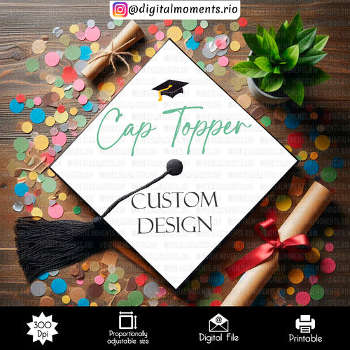 Graduation Cap Topper Custom Design for events - Digital File | Digital Download for Events