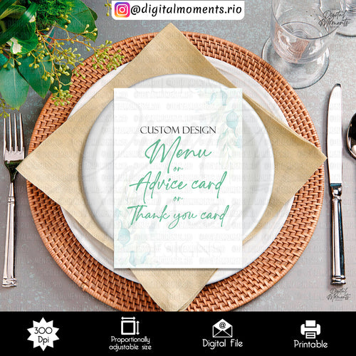 Custom Menu Card Design for Events - Digital File | Digital Download for Events