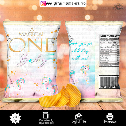 Chip Bag Letter Size Bailey, events, custom, unicorn, bag, design, chip