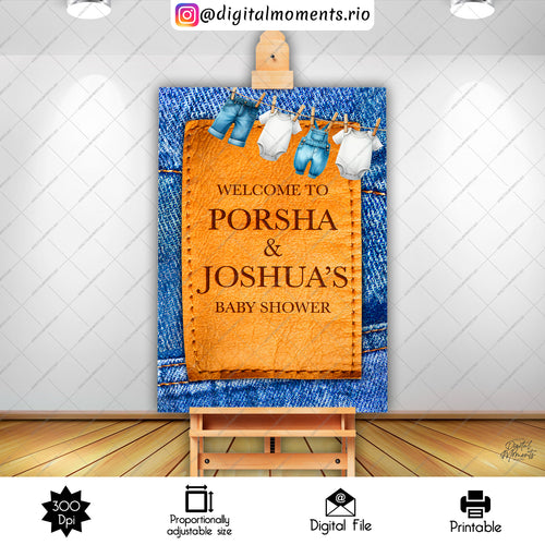 Denim Bear Sign 24x36, events, welcome, custom, 24x36, sign, denim, design