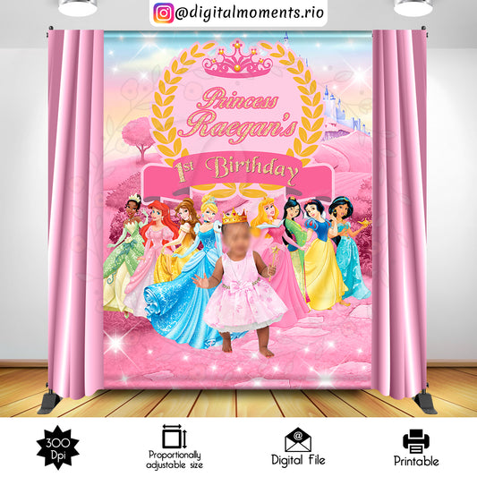Disney Princess 6x8 Custom Backdrop with picture, Digital file only