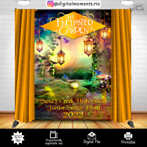 Enchanted Garden 6x8 Birthday Custom Backdrop with picture, Digital file only | Digital Download for Events