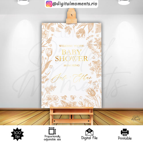 Floral Pattern Nude Sign 24x36, events, welcome, custom, toile, floral, 24x36, sign, jouy, design