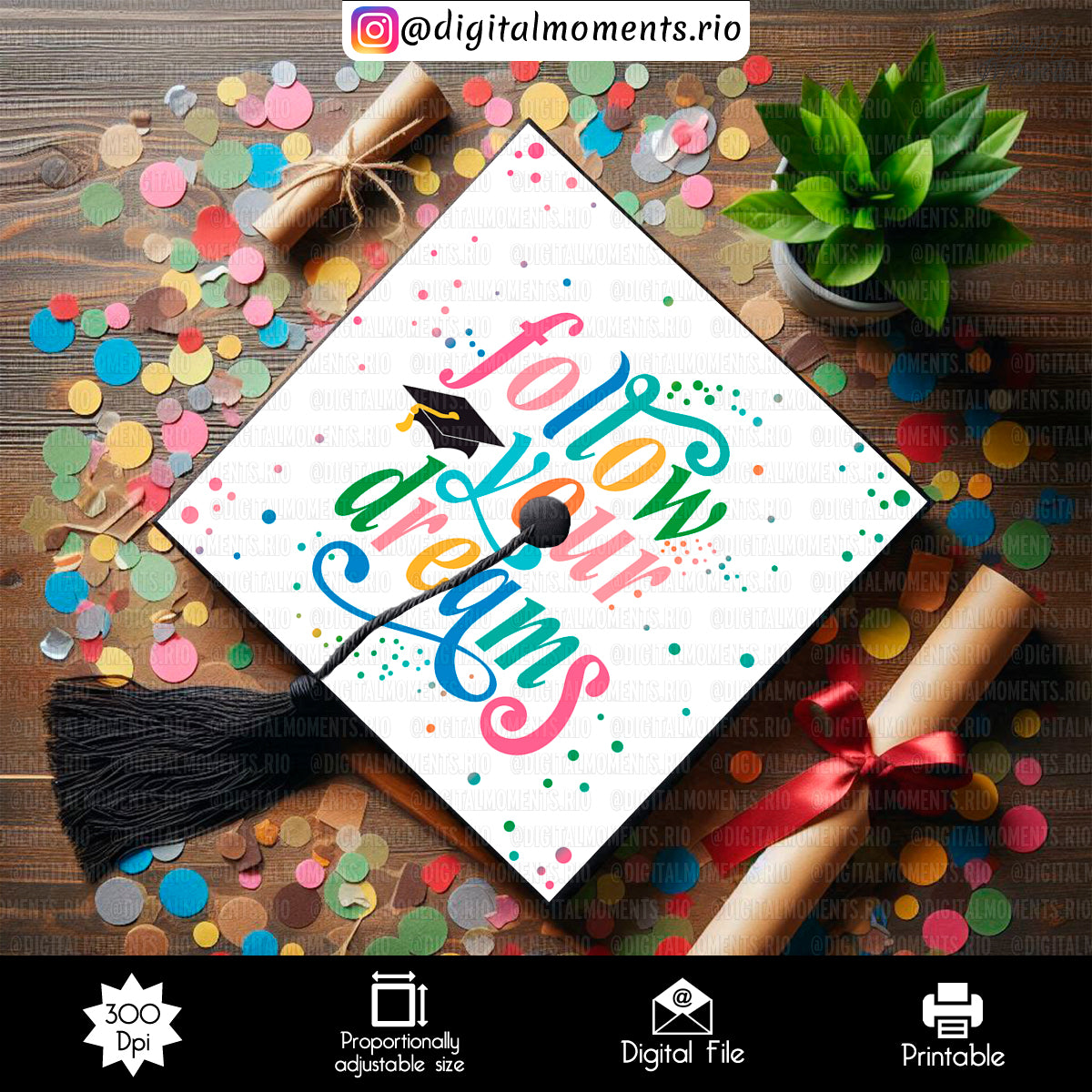 Graduation Cap Topper Custom Design for events - Digital File | Digital Download for Events for Events
