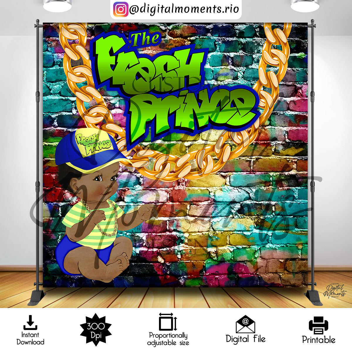 Diseño de fondo digital Fresh Prince 8x8, descarga instantánea