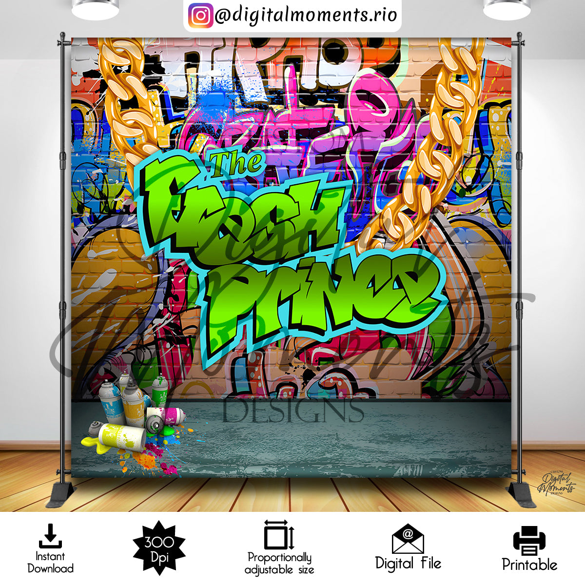 Fresh Prince 03 8x8 Instant, fresh, events, 8x8, prince, backdrop, design, instant