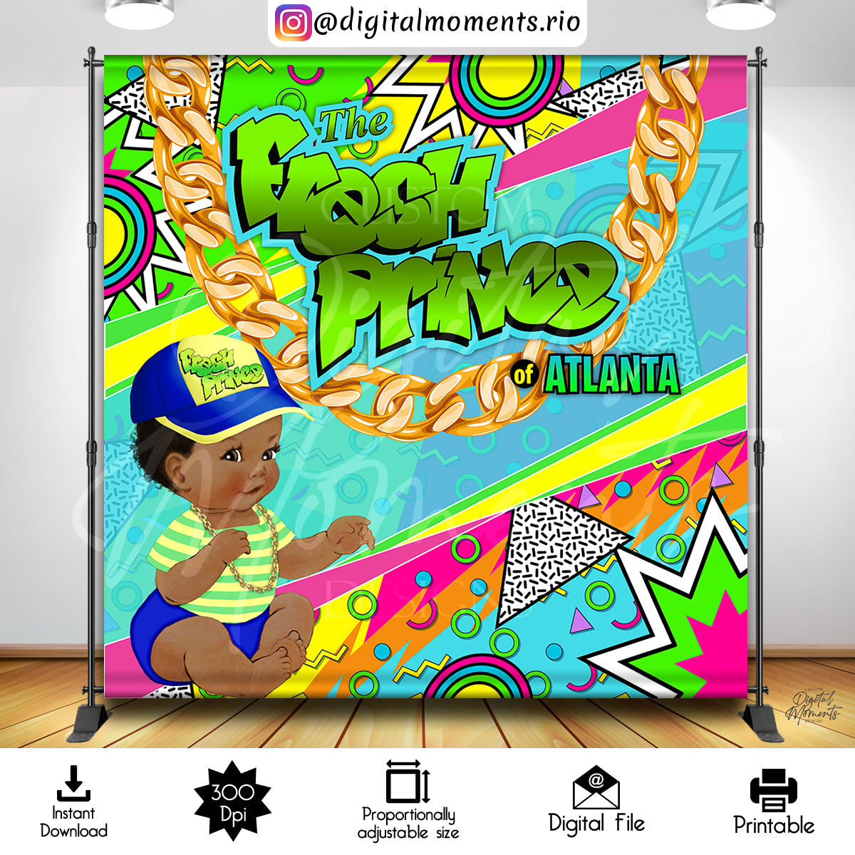 Fresh Prince Baby 8x8 Instant, fresh, events, 8x8, prince, backdrop, design, instant