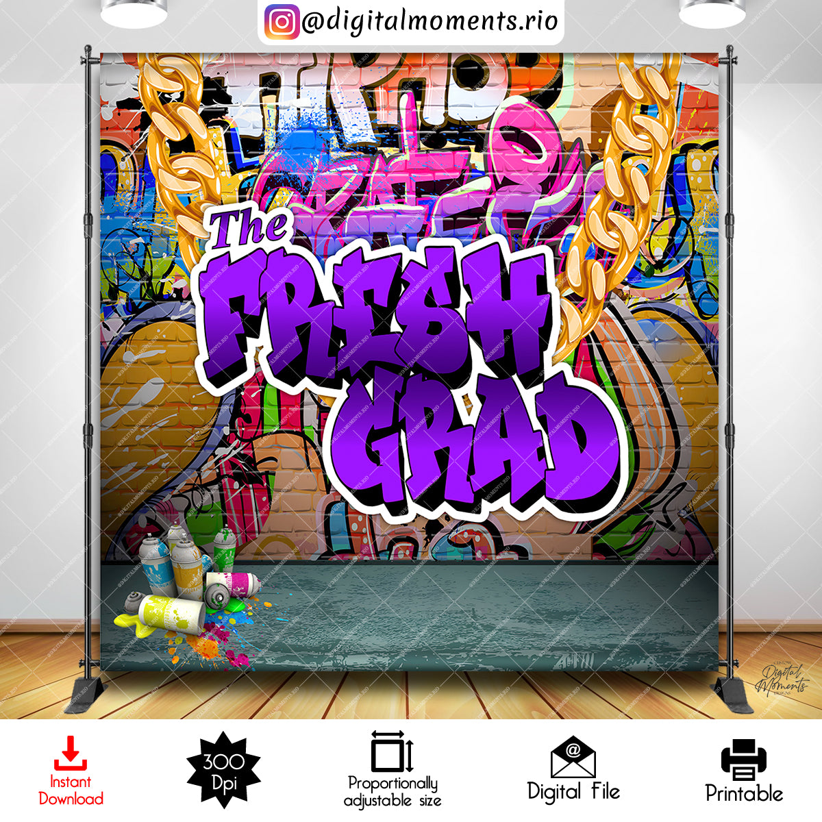 Fresh Prince Grad 8x8 Instant, fresh, events, graduation, 8x8, prince, backdrop, design, instant