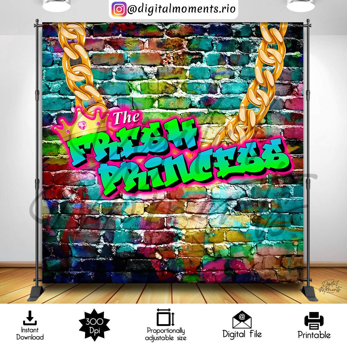 Fresh Princess 02 8x8 Instant, fresh, events, princess, 8x8, backdrop, design, instant