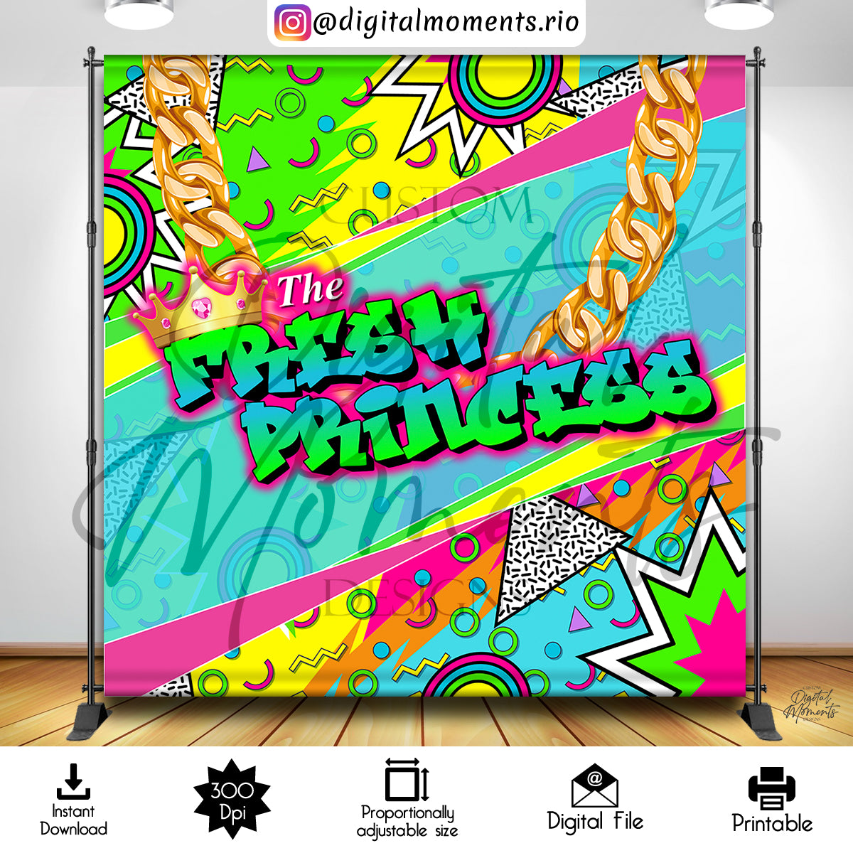 Fresh Princess Baby 02 8x8 Instant, fresh, events, princess, 8x8, backdrop, design, instant