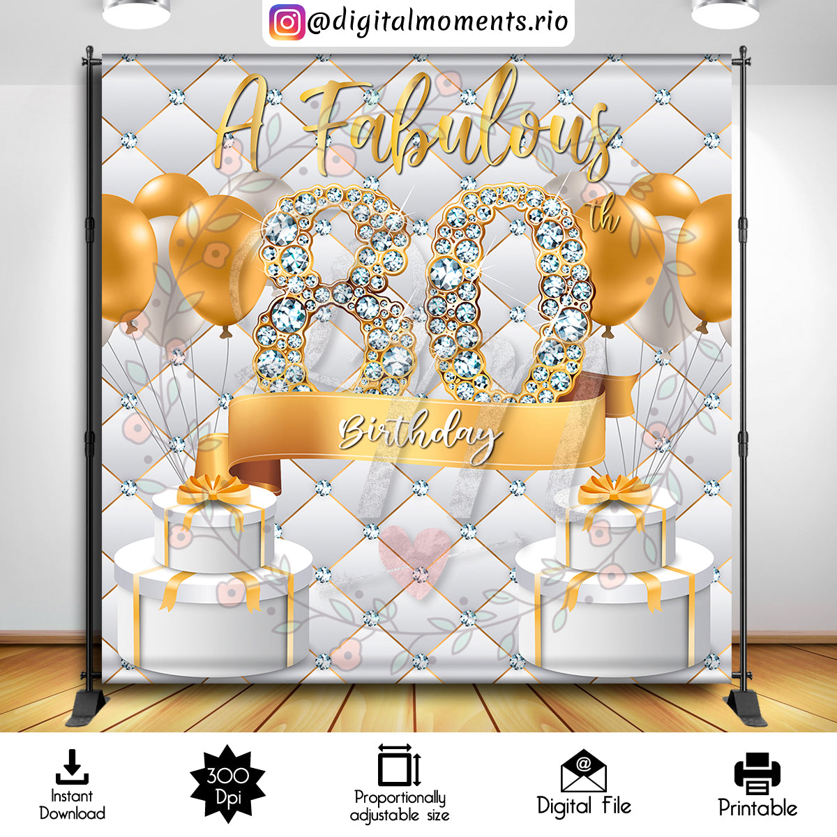 A Fabulous 80th 8x8 Digital Backdrop Design, Instant Download | Digital Download for Events - Instant Digital Download. 80th, 8x8, a, arts, …