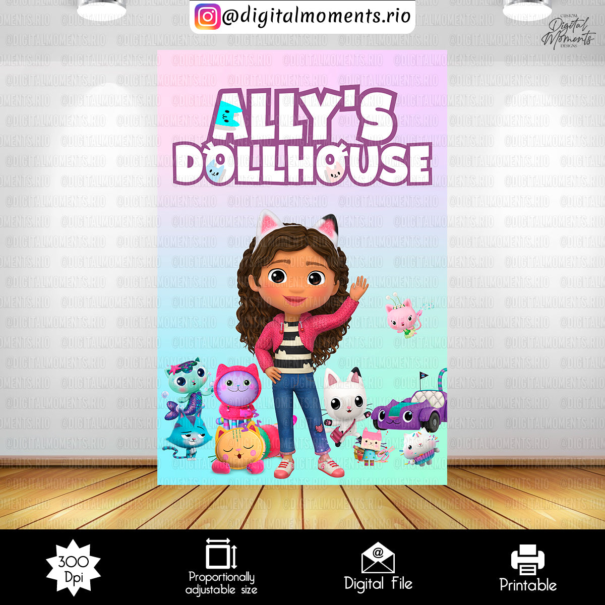 Gabby's Dollhouse Panel Wall Custom Design, Custom Digital File | Digital Download for Events for Events. arts, backdrop, backdrop-sign, cel…