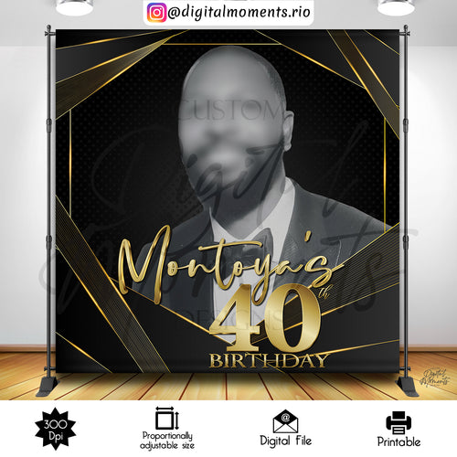 Geometric Montoya 8x8 02, events, custom, picture, birthday, 8x8, gold, black, backdrop