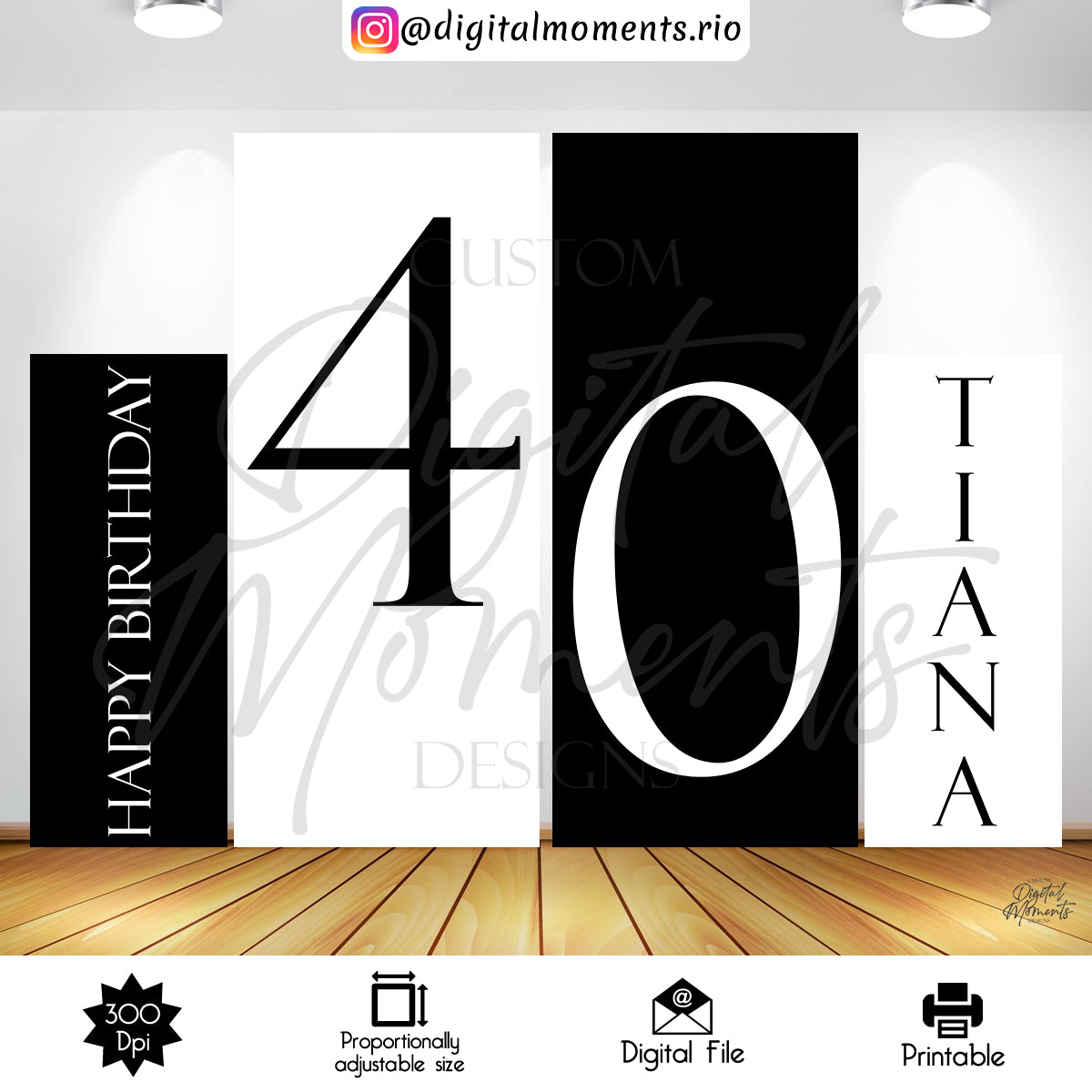 40th Birthday Panel Wall Custom Design, Custom Digital File | Digital Download for Events for Events. 40th, arts, backdrop, backdrop-sign, b…