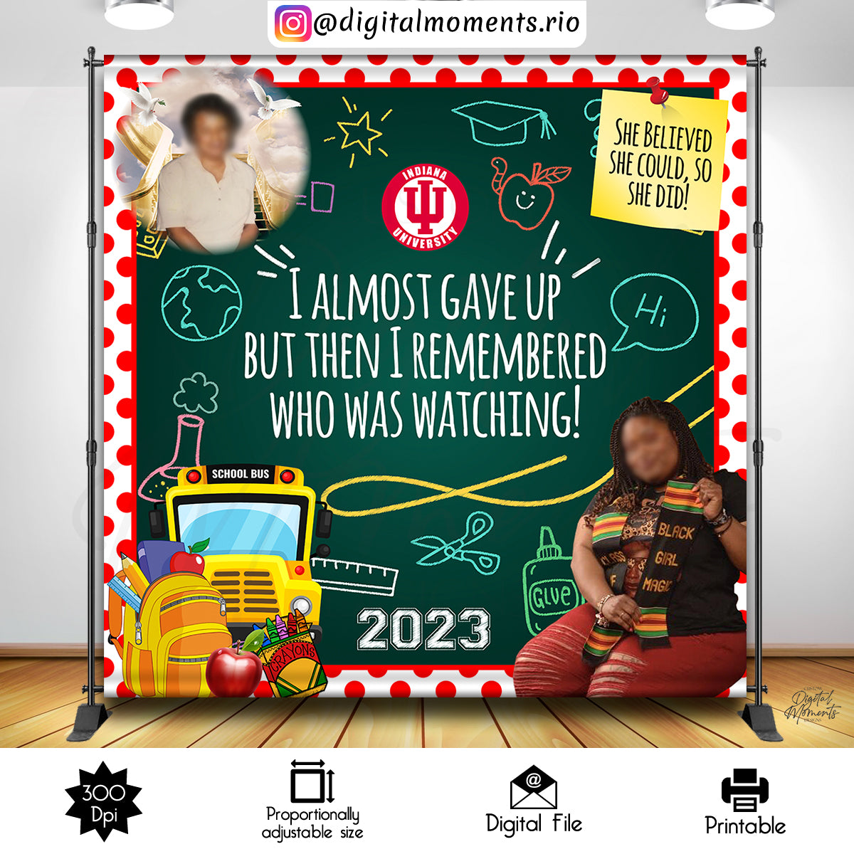 Graduation 8x8 Custom Backdrop with 1 picture, DIGITAL FILE ONLY | Digital Download for Events for Events. 1, 8x8, arts, backdrop, backdrop-…