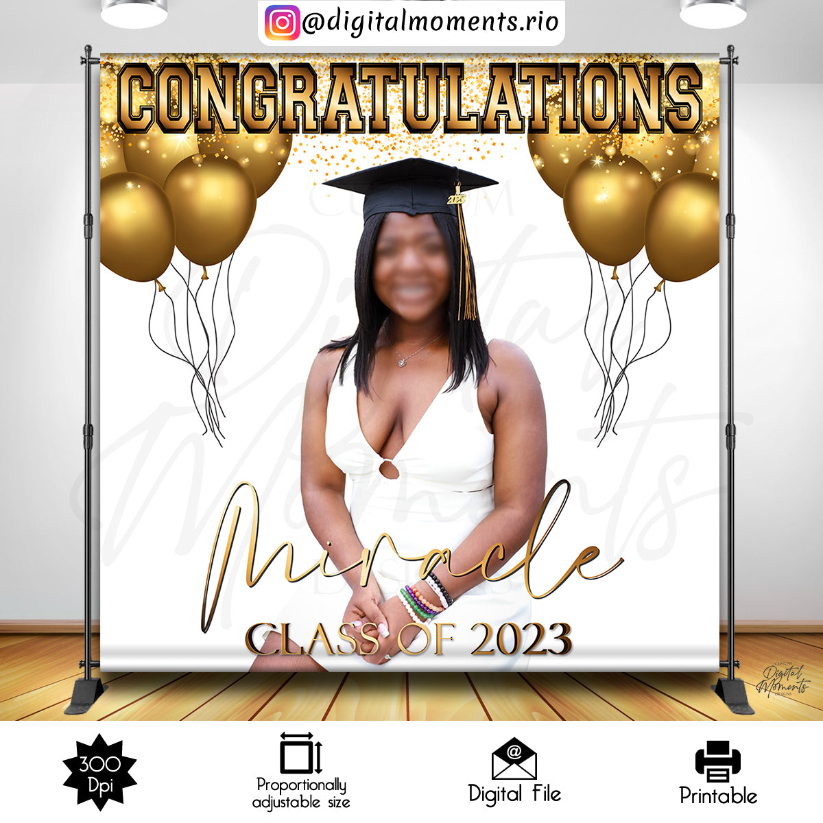 Graduation 8x8 Custom Backdrop with 1 picture, DIGITAL FILE ONLY | Digital Download for Events for Events. 1, 8x8, arts, backdrop, backdrop-…