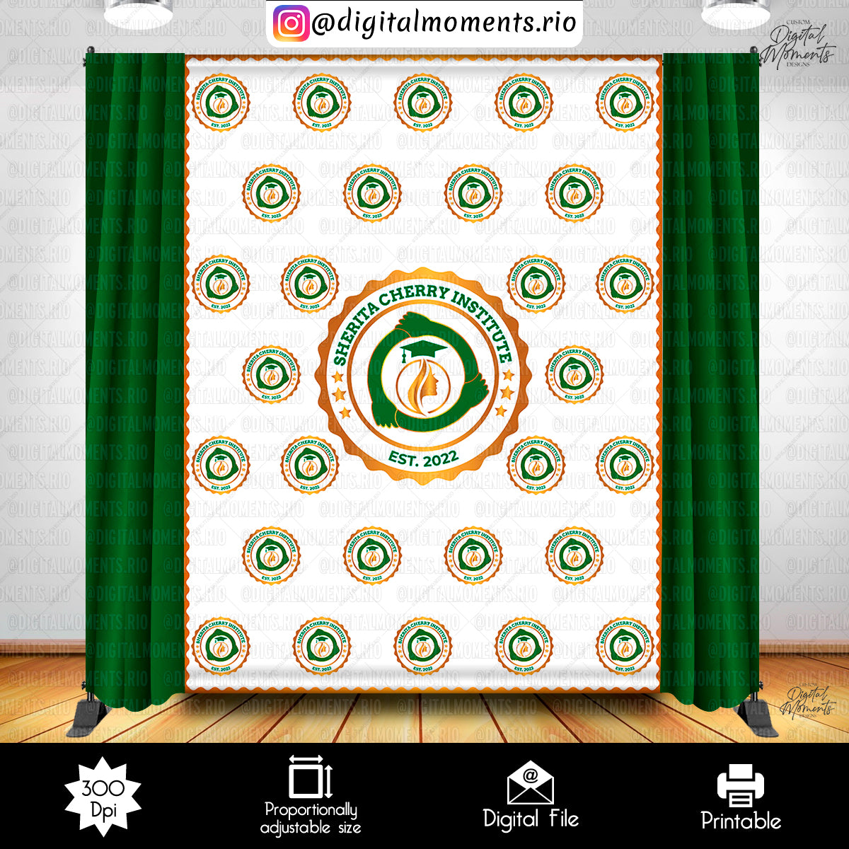 Graduation 6x8 Step-and-Repeat Logo Custom Backdrop Design, Custom Digital File | Digital Download for Events for Events. 6x8, and, arts, ba…