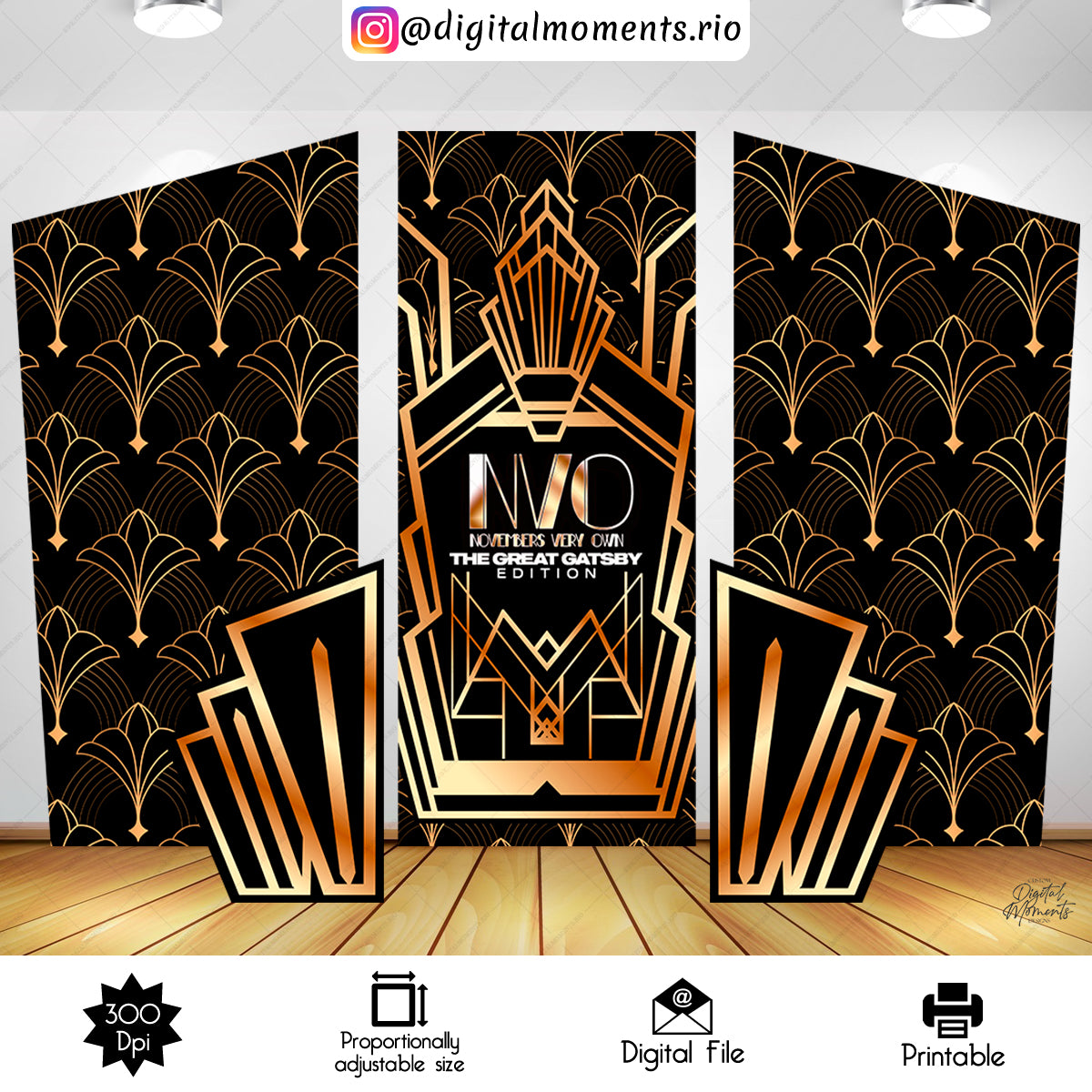 Great Gatsby Panel Wall Custom Design, Custom Digital File | Digital Download for Events