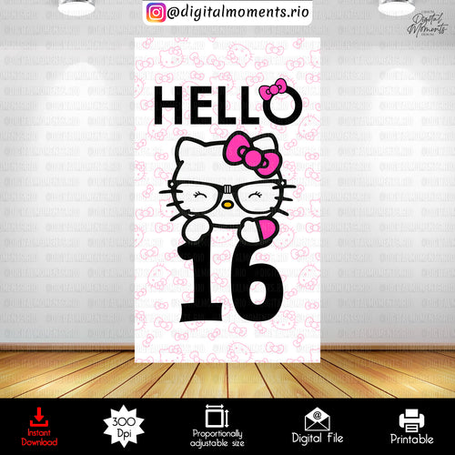 Hello Kitty Pattern 4x7 Instant, hello, events, panel, design, instant, 4x7