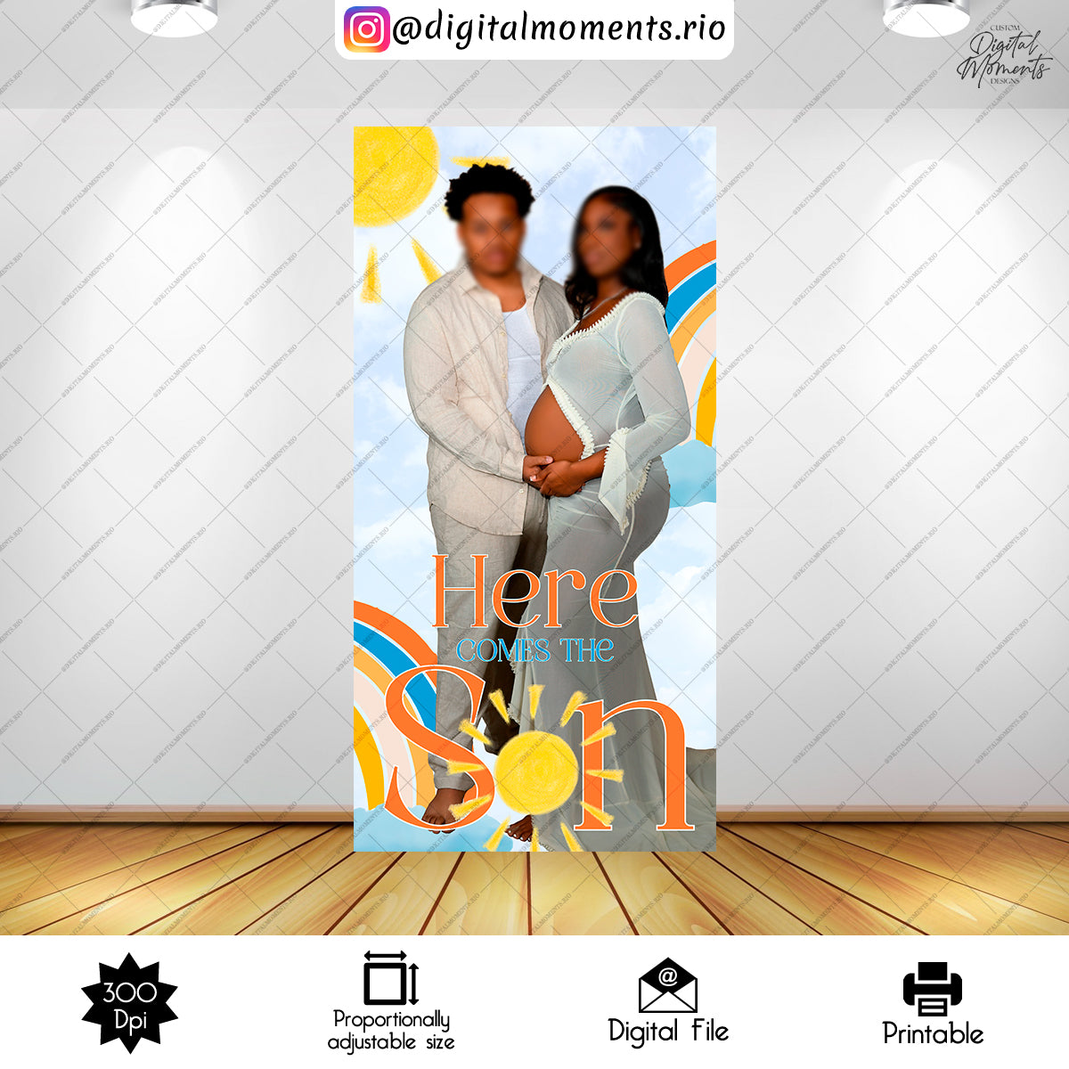 Here Comes The Son 4x8 Cayden, events, custom, comes, panel, sun, 4x8, wall, here, design