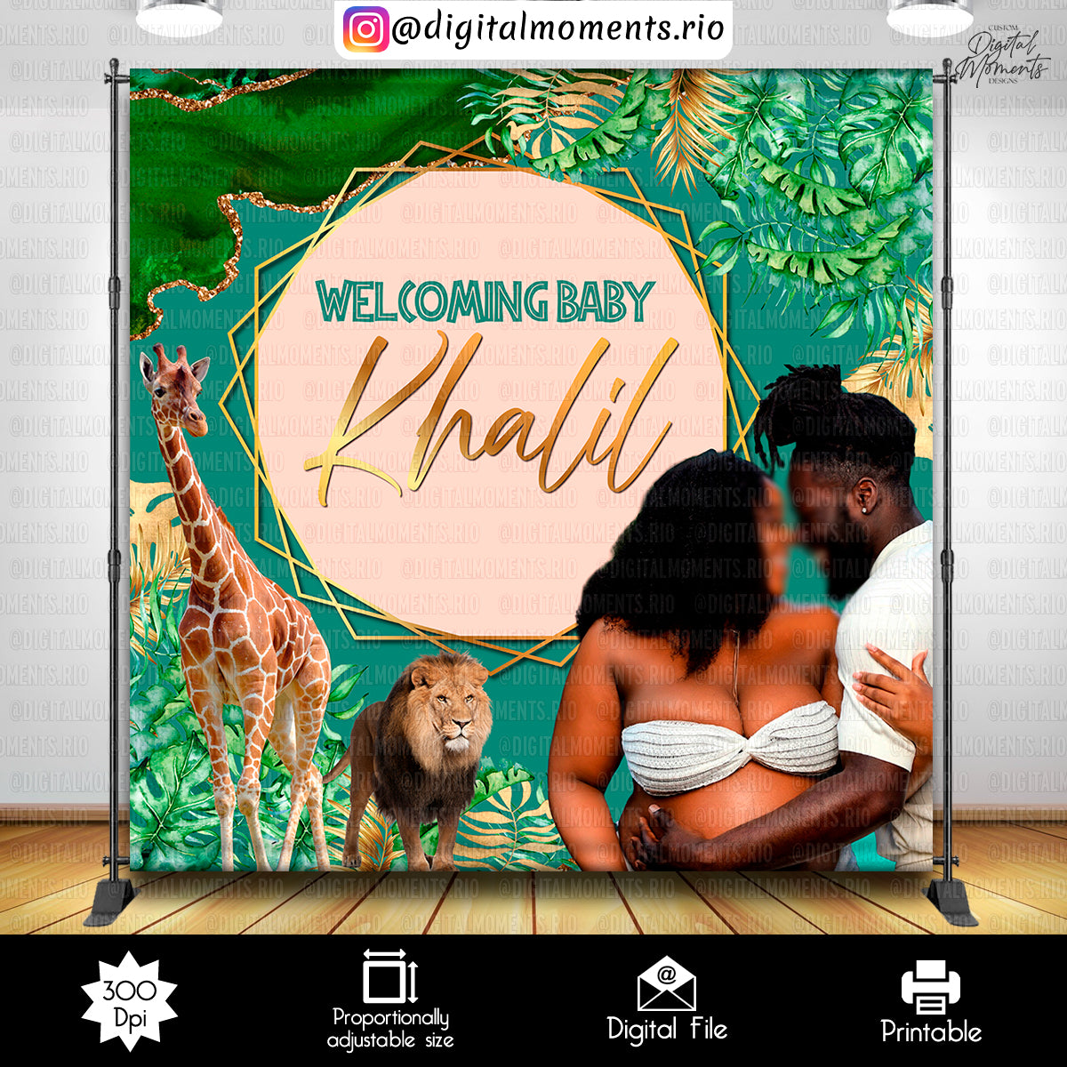 Safari 8x8 Custom Backdrop with 1 picture, Digital file only | Digital Download for Events