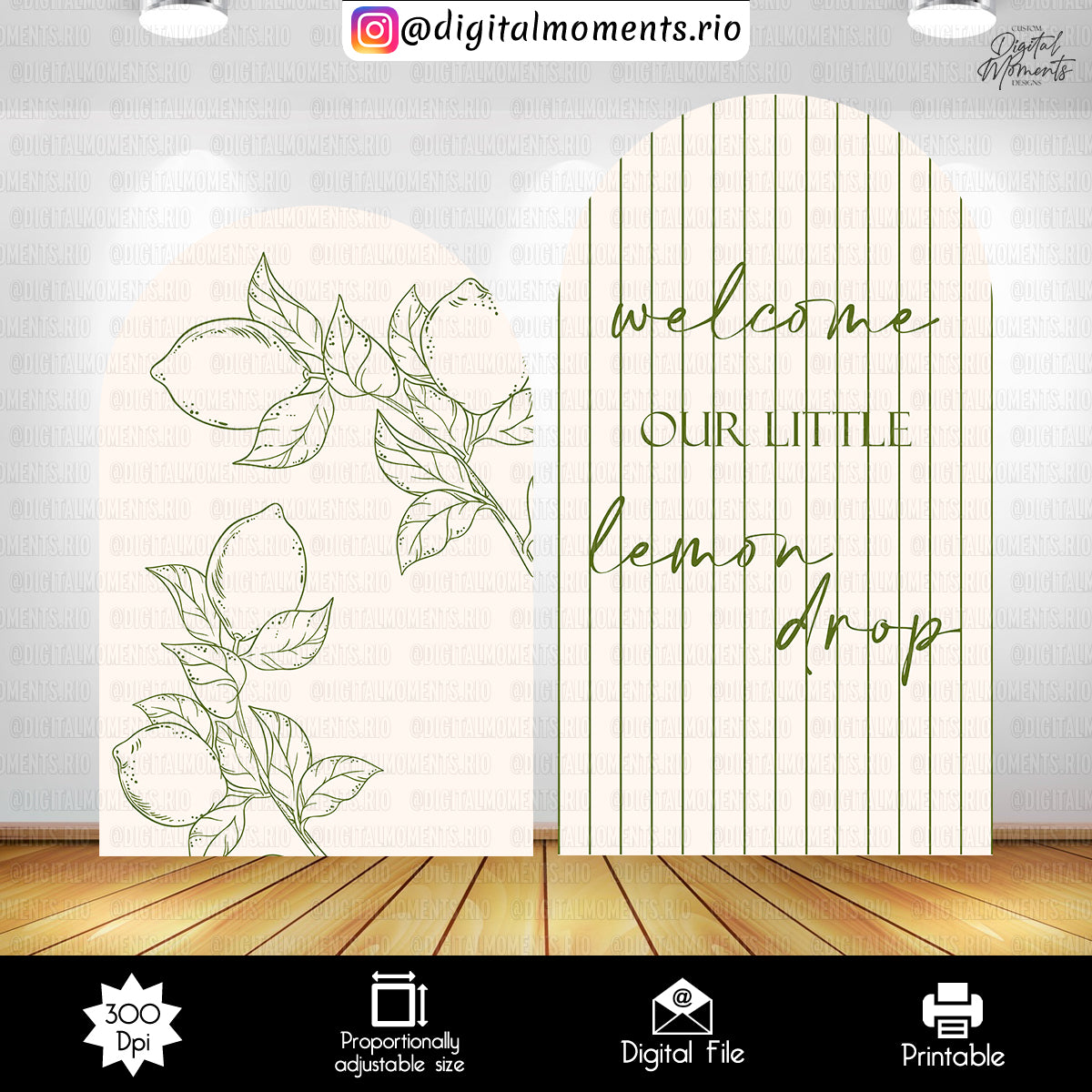 Lemon Drop Baby Shower Panel Wall Custom Design, Digital file only | Digital Download for Events