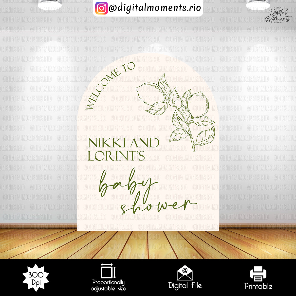 Lemon Drop Baby Shower Panel Wall Custom Design, Digital file only | Digital Download for Events
