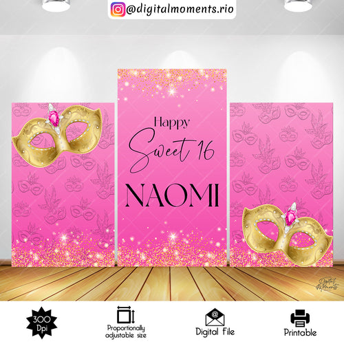 Masquerade Sweet 16 Birthday Panel Wall Custom Design, Digital file only | Digital Download for Events