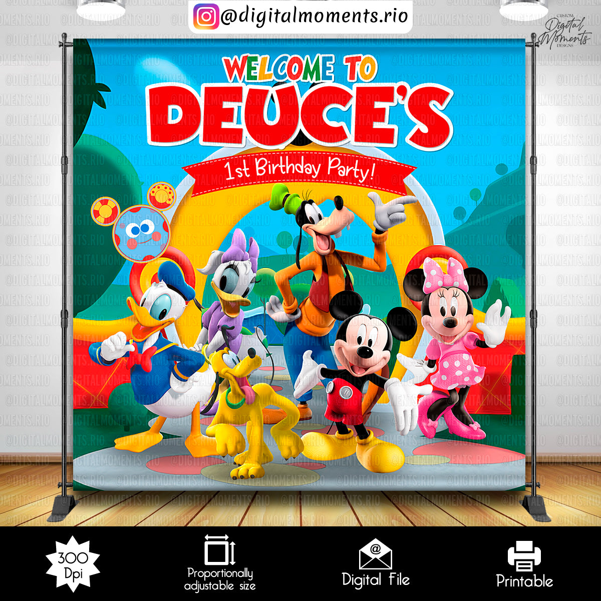 Mickey Clubhouse 8x8 Custom Backdrop, Digital file only | Digital Download for Events