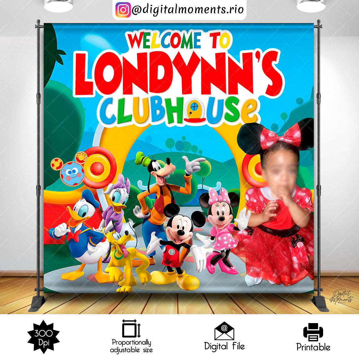Mickey Clubhouse 8x8 Custom Backdrop, Digital file only | Digital Download for Events