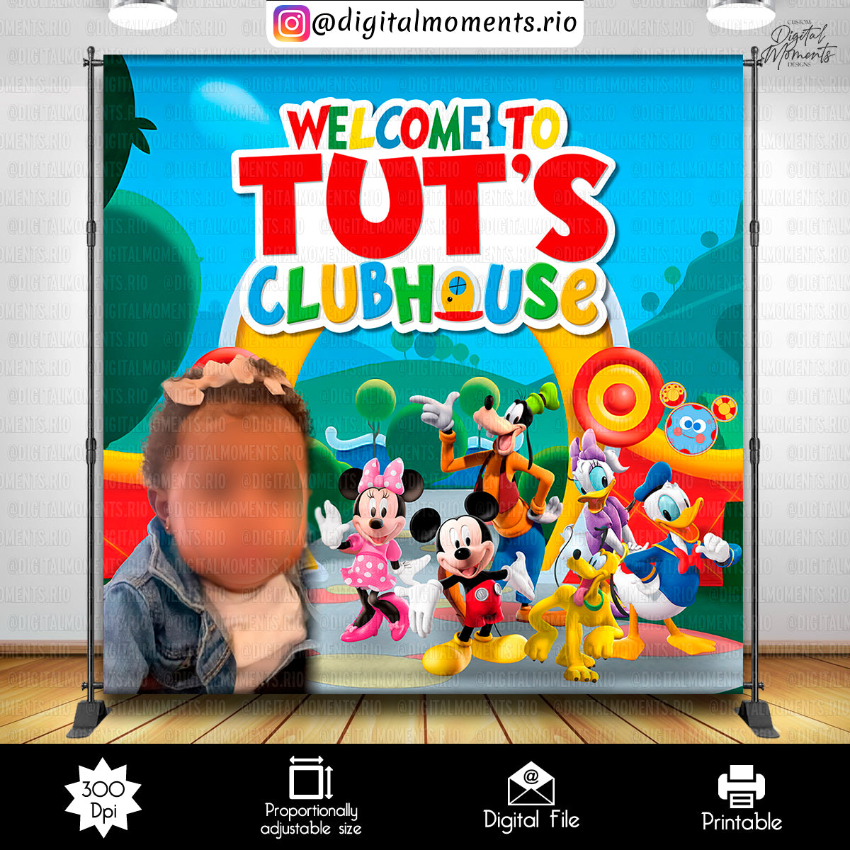 Mickey Clubhouse 8x8 Custom Backdrop, Digital file only | Digital Download for Events