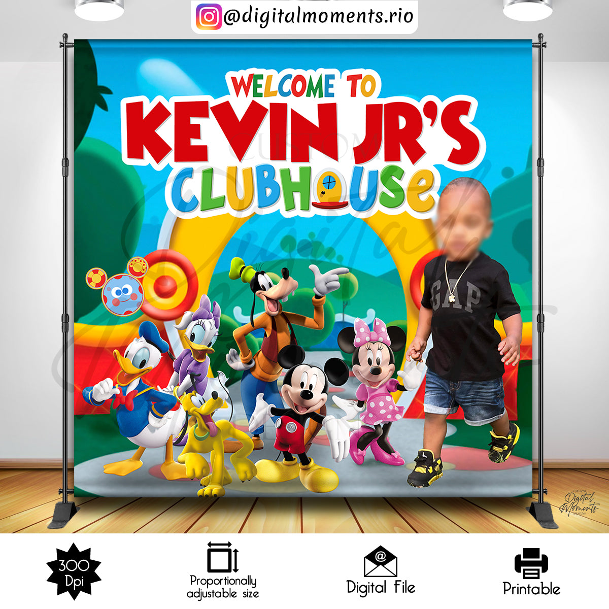 Mickey Clubhouse 8x8 Custom Backdrop, Digital file only | Digital Download for Events