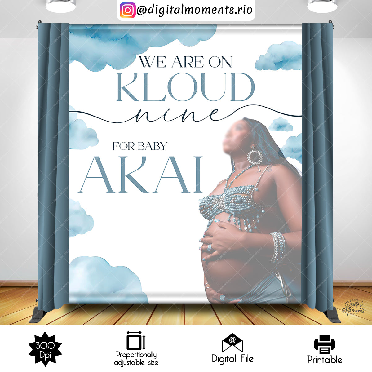 On Cloud Nine 6x7 Baby Shower Custom Backdrop with picture, Custom Digital File | Digital Download for Events for Events. 6x7, arts, baby, b…