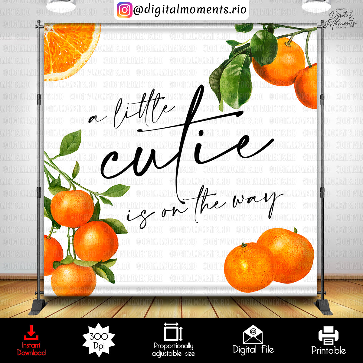 Orange 8x8 Instant, events, cutie, shower, baby, little, 8x8, backdrop, design, instant